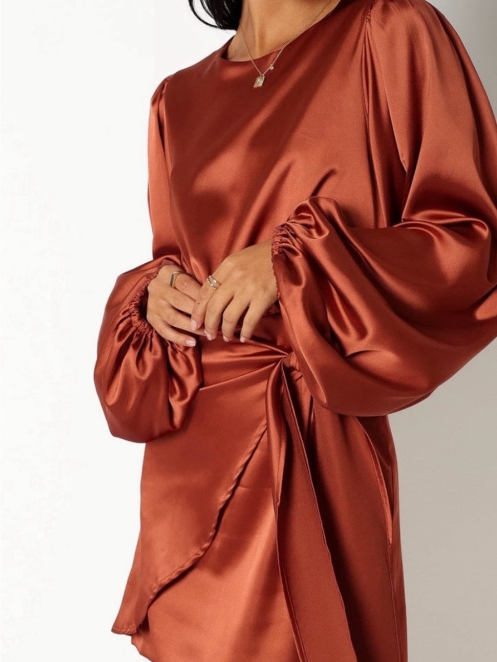 Petal & Pup Satin Rust Mini Dress